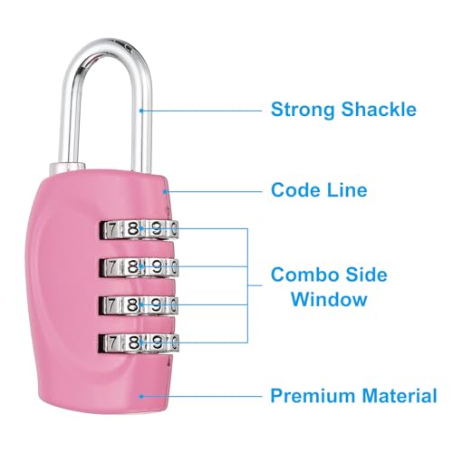 Image of PATIKIL Combination Lock, 2Pcs 4 Digit Outdoor Padlock Waterproof Locker Lock for Luggage Suitcase, Gym Locker, Fence, Filing Cabinets, Toolbox, Gate, Pink