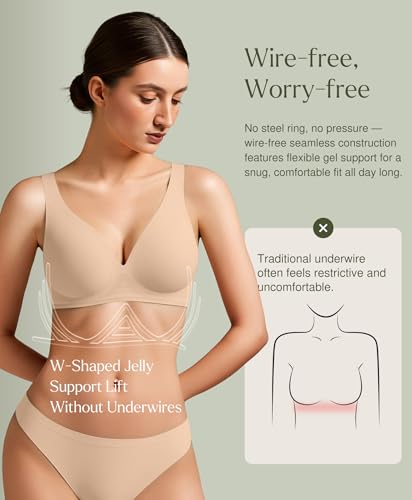 Popilush Wireless Bras Women Seamless No Underwire Push Up Bra Supportive Deep V Bralette Everyday Comfortable T-Shirt Bra2