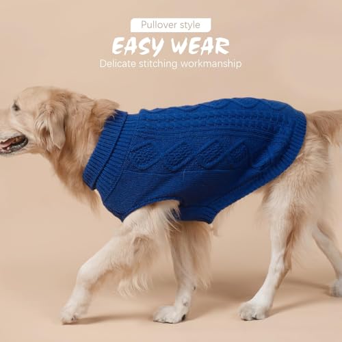 Image of BINGPET Dog Sweater for Medium Large Dogs, Turtleneck Knitted Clothes
