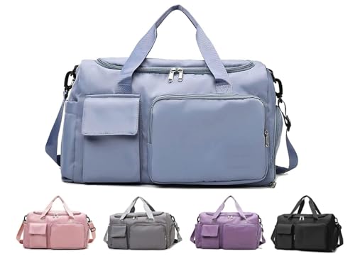Image of CLAPONE 44 cms Gym Bag for Women Nylon Travel Bags for Women /Duffle Bags /Foldable, with Shoe CompartmentLuggage /Foldable Vanity Travelling Handbags /Gym Shoulder Bag /Duffle Bag(Blue-Gym Bag)