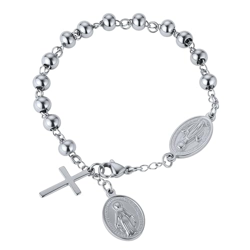 bracelets for women, Womens Cross Christian Jewelry, Stainless Steel Jesus Round Bracelet, Suitable for Weddings, Engagements, Parties, Can Be Given to Friends, Partners, and Relatives