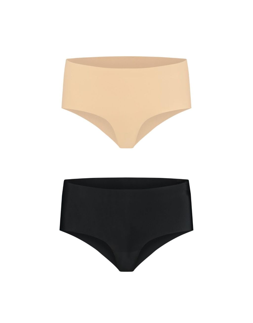 Bye Bra Invisible high Brief Panties, Seamless high Rise Underwear, Smooth and Comfortable Knickers with no-Stitching, 2-Pack: Nude, Black, XS-XL (L)