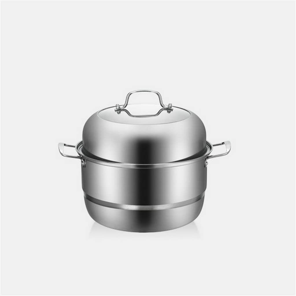 GTHTUHFD Steamer Thickened Steam Steamer Pot Stainless Steel Kitchen Cookware Bottom Pot Induction Cooker Steaming Pot Soup,size_name-2 layer