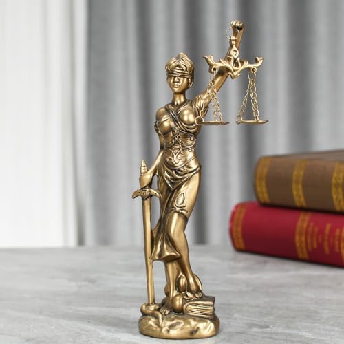 Estatua Lady Justice Diosa griega romana de justicia resina dorada miniatura 4