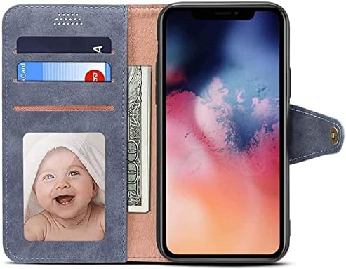Imitation Leather Wallet Phone Case, Flip Shockproof Cover for Apple iPhone 12 Pro Max (2020) 6.7 Inch [Kickstand] [Card Holder] (Color : Grey)