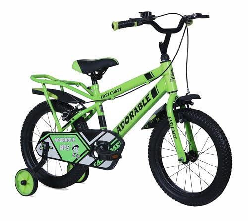Image of EAST COAST Adorable 16T Cycle for Kids 4 to 8 Years- Dual Bicycle for Kids 95% Pre-Assembled (Apple Green), 17 Inches