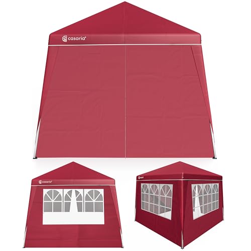CASARIA® Pavillon Pop-Up 3x3m inkl. 4X Seitenteile Farbauswahl UV-Schutz 50+ inkl. Tasche wasserdicht faltbar Faltpavillon Zelt Festival Capri Rot