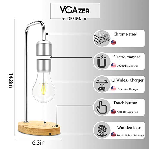 Vgazer Magnetic Levitating Floating Wireless Led Light Bulb With Wireless Charger For Desk Lamp,Room Or Office Decor,Unique Gifts #TOP1