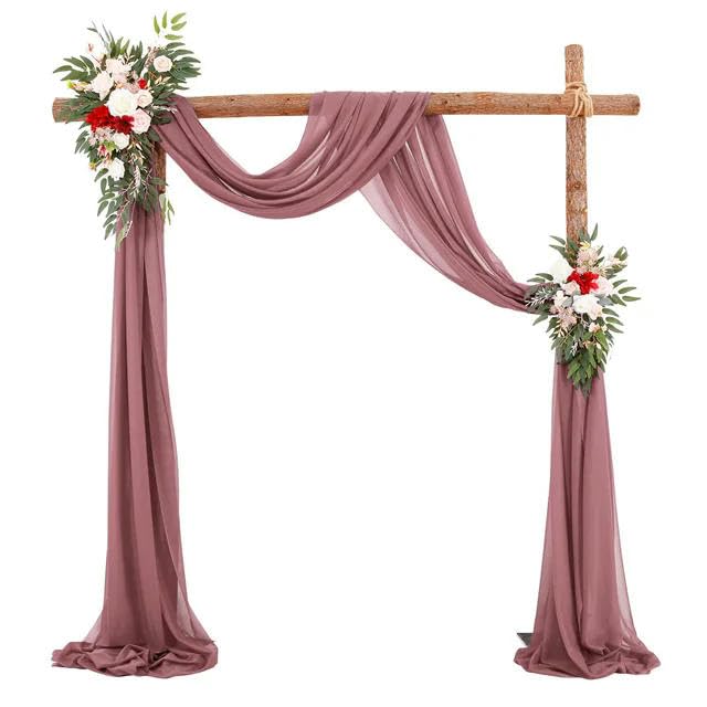 JTZYM 300/600/1000CM*75CM Chiffon Wedding Arch Draping Fabric,Wedding Arch Drapes Sheer Backdrop Curtain for Wedding Party Ceiling Decor
