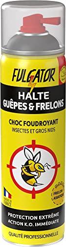 FULGATOR - Insecticide HALTE Guêpes & Frelons - Spécial Nids et Gros Insectes dangereux : guêpes, frelons, frelons asiatiques - Capable de détruire 1 nid entier - Fabriqué en France - 500mL