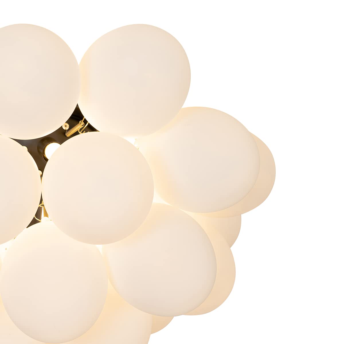 Qazqa - Design Art-Deco-Deckenleuchte I Deckenlampe I Lampe I Leuchte schwarz mit Opalglas 6-flammig - Uvas I Wohnzimmer I Schlafzimmer - Kugel I Kugelförmig - LED geeignet G9