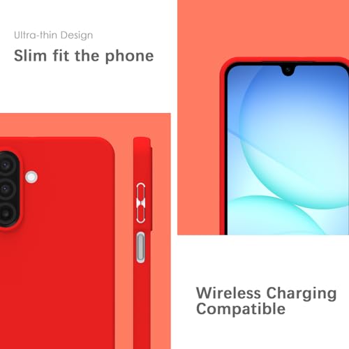 Image of YATWIN Silicone Case for Samsung Galaxy A17 4g /5g, Soft-Touch, Shockproof, DustProof, Antiskid Phone Cover for Samsung Galaxy A17 4g /5g - Red