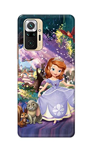 Image of PRINTFIDAA Cartoon Little Girl with Crown and Pet Animals Printed Designer Hard Case for Redmi Note 10 Pro / 10 Pro Max Back Cover -(e) RPM1008