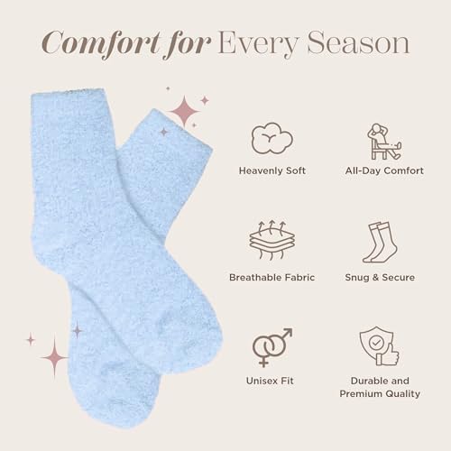 Fuzzy Socks for Women & Men - Cozy Cloud Socks for Sleeping, Gifts, Spa, Travel, Stress Relief, Postpartum, Lounge Wear - Blue (Pack of 1)3