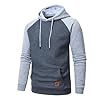 YuKaiChen Men's Hoodies Pullover Hooded Sweatshirts Long Sleeve Patchwork Plaid Jacquard Drawstring Casual Hoodie with Pockets Grey-Lightgrey XXL #1