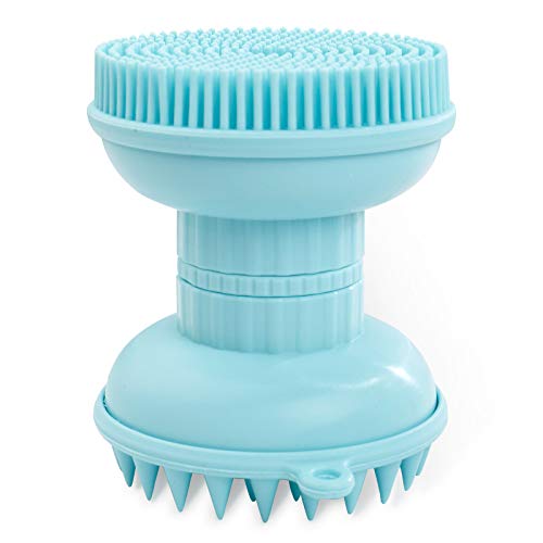 Pet Silicone Shampoo Brush for Bath,Massage,Pets Dogs Cats Scrubber,Grooming Shower brush,Scalp Massager rubber Comb for long,short hair (blue)