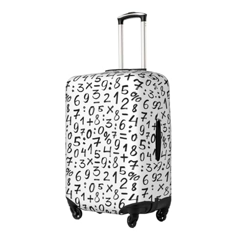White Math Print Black Luggage Cover Protector Anti-Scratch Washable Fits 18-32 Inch Luggage-Small2