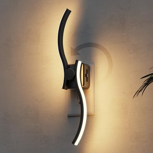 Image of L LOHAS LED Night Light, 2 Pack Night Lights Plug into Wall, Modern Wall Sconces with Dusk to Dawn Sensor, Dimmable Wave Plug in Night Light, 3000K Soft White for Bedroom Living Room