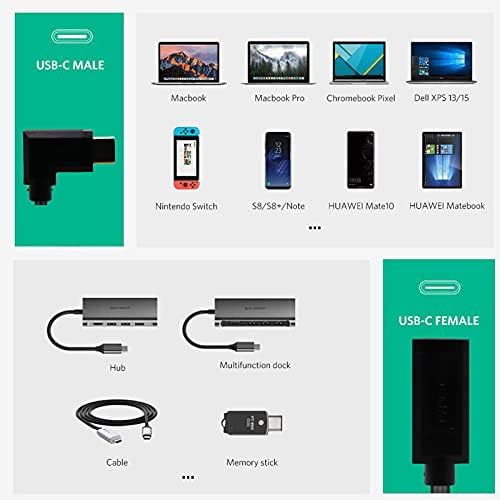 Spring Fast Data Charging Coiled USB C Cable, Disscool 90 Degree Angle USB 3.1 Female to USB 3.1 Male Cord Type C Extension Cables, Compatible With 4K Video/Notebook/Dock(1.2m)