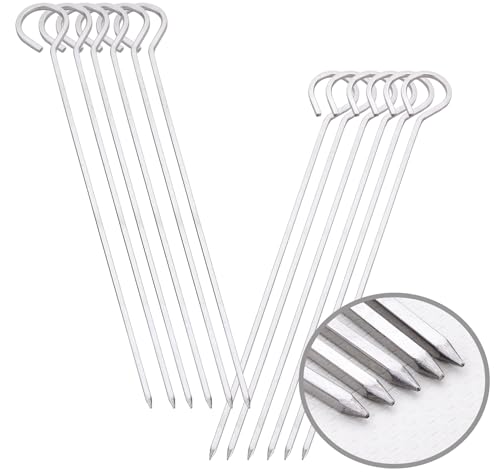 HONSHEN 12-Pack 8-Inch Square Stainless Steel BBQ Skewers