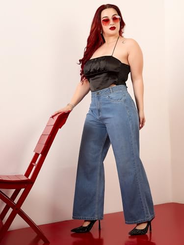 Image of Miss Chase A+ Women's Wide-Leg High Rise Regular Stretchable Denim Jeans