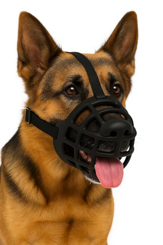 Bozal para Perros XXL – Bozal de Silicona Ajustable y Suave – Seguro y cómodo para Entrenar, pasear o visitar al Veterinario – Flamingo Bozal Benzo XXL