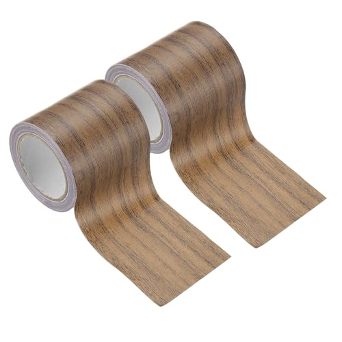 Image of PATIKIL Wood Grain Tape 2.2 inch x 15 Ft, 2 Pcs Self-Adhesive Wood Texture Repair Tape Realistic Wooden Effect Patch for Furniture Cabinets Floor Walls, Dark Brown Oak