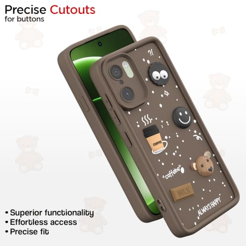 Image of Pikkme Back Cover for OnePlus 15R 5G | 3D Bear Silicone Cute & Fun Coffee Cartoon | Full Body Protection Bumper Case (Brown)