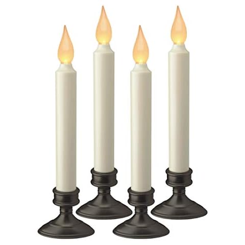 Xodus Innovations Battery Operated LED Window Candle Dusk to Dawn Light Sensor Aged Bronze Base Amber Flicker Flame (4 Pack) Cover