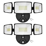Onforu 55W LED Dusk to Dawn Outdoor Lighting, 2 Packs 6000LM Exterior Flood Lights, IP65 Waterproof Outdoor 3 Adjustable Heads Photocell Black Lights Fixture, 6500K Daylight White Floodlights