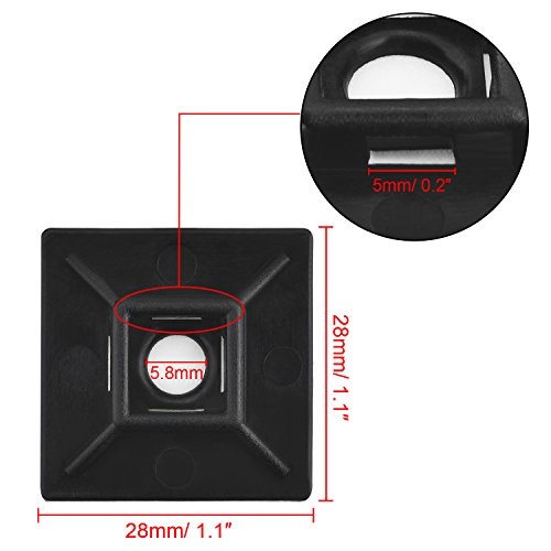 100 piezas Base autoadhesiva para bridas negras con bridas multiusos negras (Longitud 200 mm, Ancho 2.8 cm) miniatura 3