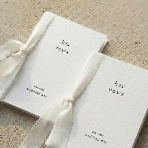 Engrowtic 2 Set Wedding Vow Books Her His Vows Elegant Wedding Books with Ribbons A6 Pocket Size Vow Journals for Bridal Shower Engagement Keepsake(White)