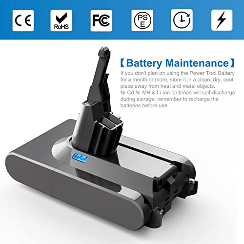 6000Mah Replacement For Dyson V8 Battery Sv10 Compatible With Dyson V8 Animal V8 Absolute V8 Fluffy V8 Motorhead Handheld Cordless Vacuum Cleaner 21.6V Li-Ion 215681 967834 05 Battery #TOP7