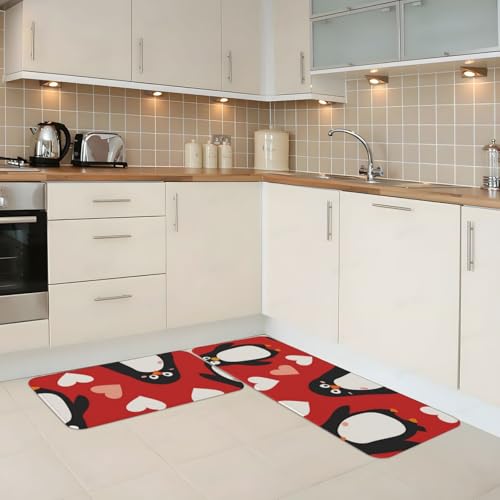 Alfombrillas de cocina antideslizantes y acolchadas con diseño de pingüino, pack de 2 3