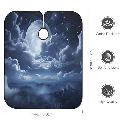 Capa para corte de cabello con luna llena y cielo nuboso miniatura 2