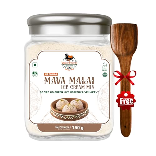 Image of Kamdhenu Gauveda Mava Malai Ice Cream Mix Powder 150g - Instant Homemade Malai Kulfi Premix | No Machine Needed | Eggless & 100% Vegetarian | Makes 500ml+ Malai Ice Cream, Kulfi & Frozen Dessert