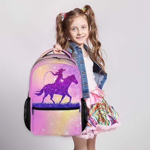 Kids Backpacks for School, Cute Horse Backpack for Girls Travel Casual, 17 Inch Large Capacity Schoolbag for Preschool Kindergarten Elementary2