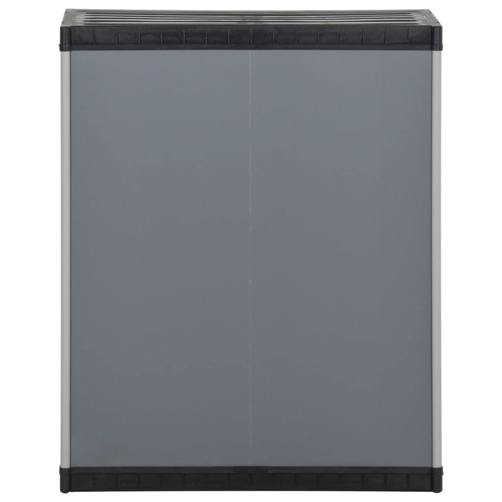 vidaXL Mülltonnenbox Mülleimer Mülltonne Kunststoffschrank Mülltonnenverkleidung mit Einlegeboden Müllbeuteln Grau Schwarz 68x40x85cm PP