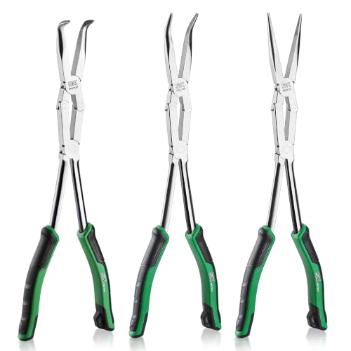 Image of SK 3-Piece Long Needle Nose Pliers, 13'' Double Compound Long Nose Pliers