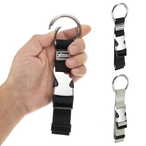 Image of HARFINGTON 2pcs Luggage Straps Jacket Clips Strap Nylon Adjustable Suitcase Belt Baggage Backpack Connector Travel Accessories with Metal Buckle for Extra Bags Travel Attachment, Black Gray