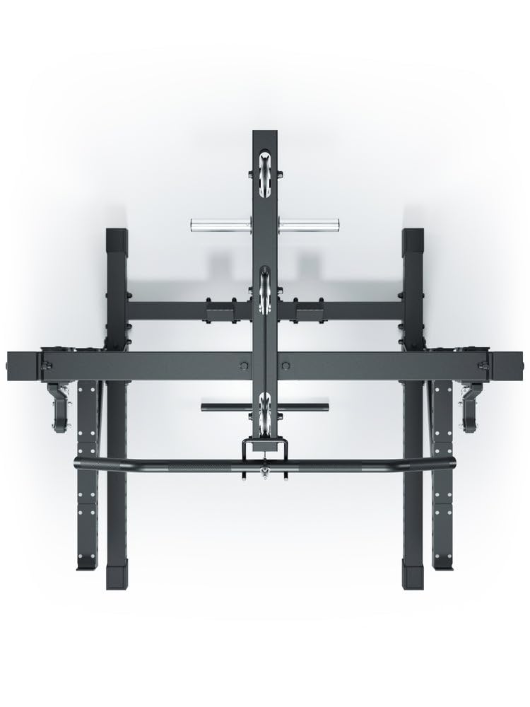 Atletica R7 Rider | Plate Load Version | Squat Rack mit integriertem Latzug. Modular ausbaubar mit Deadlift Station. In Zwei Höhen verfügbar. Optional mit 125kg Steckgewichten