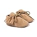 R&V Unisex Infant Baby Boys' Girls' Moccasins Soft Sole Tassels Prewalker Anti-Slip Toddler Shoes (L:12~18 Months, Nude)