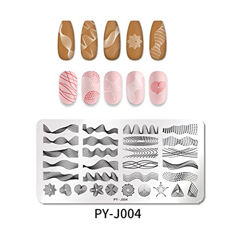 Mwoot Nail Art Stamping Plates 3 pcs Geometry Lines for Salon Home