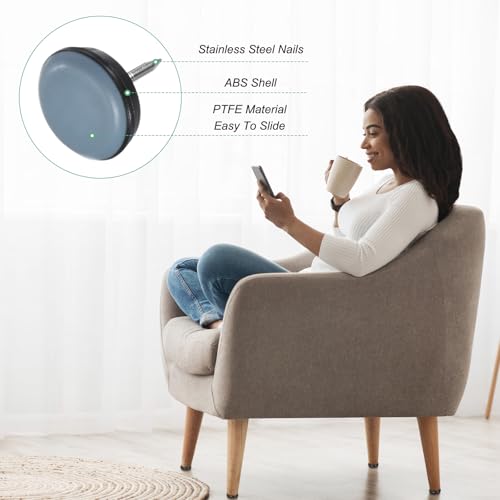 Image of M METERXITY 24-Pack Nail on Furniture Sliders, 0.75 inch (19mm) PTFE Chair Sliders Glides Round Pads for Chair /Table, Furniture Movers Leg Floor Protectors [Grey]