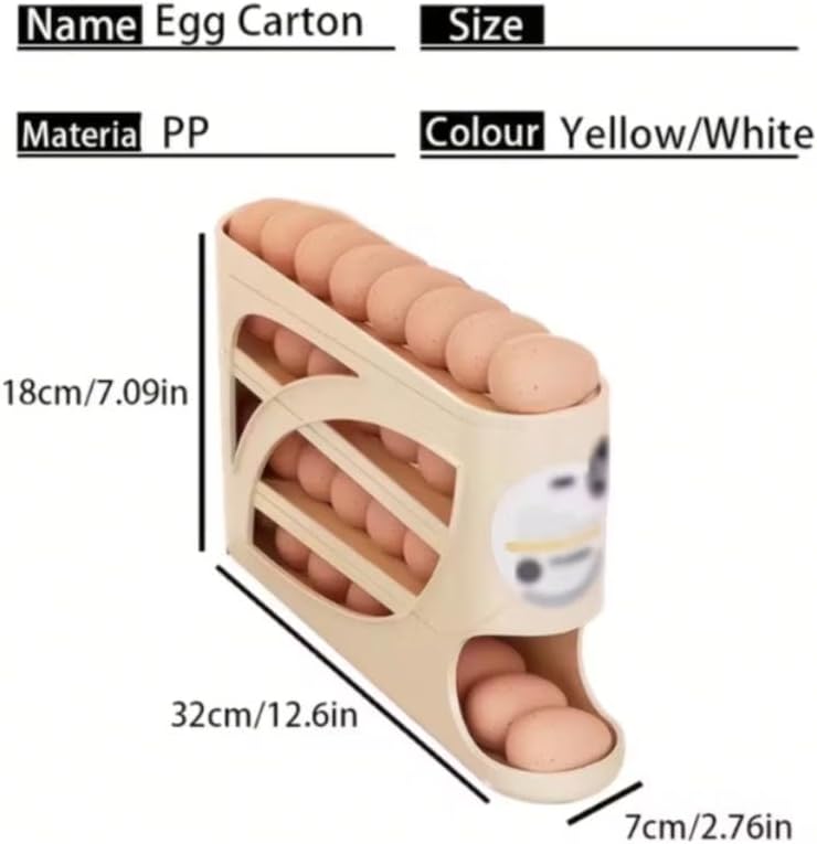 Stackable Egg Storage Box for Refrigerator, Automatic Slide-Out Design, Space-Saving Large Capacity, Transparent PP Material