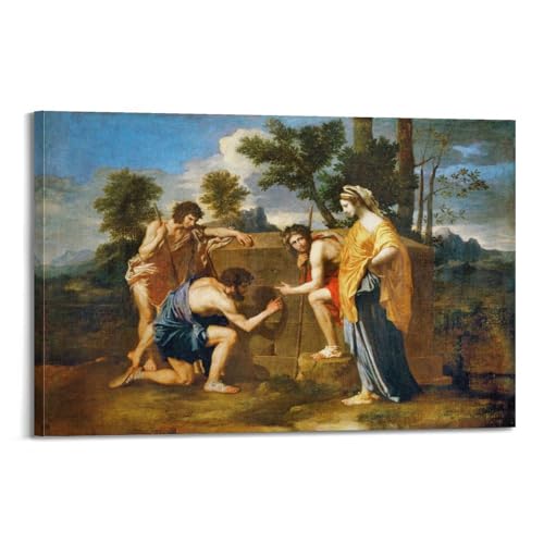 Impression sur toile Nicolas Poussin Les bergers d'Arcadie déco 20x30