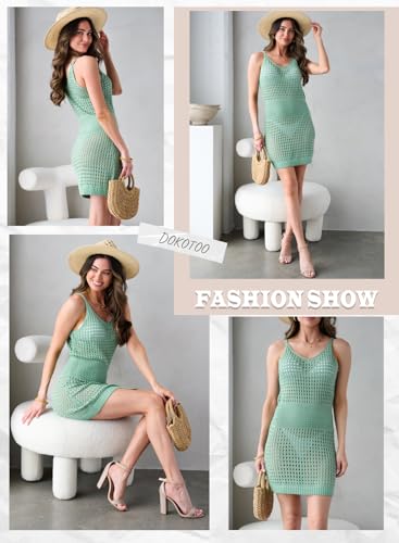 Image of Dokotoo Beach Cover Ups for Women 2026 Crochet Knit Coverup Dress