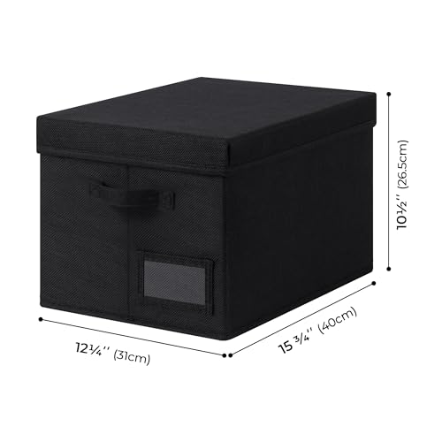 Image of GRANNY SAYS Storage Bins with Lids, Storage Bins for Linen Closet Shelves, Decorative Storage Boxes with Label, Clothes Storage and Organization for Organizing, 3-Pack, Large, Black