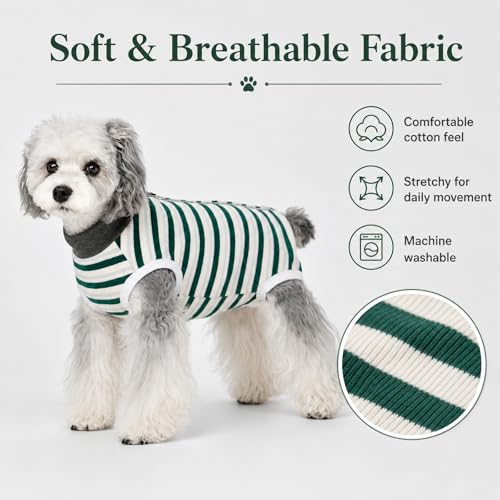Image of Dog Surgery Recovery Suits, Sleeveless Dog Recovery Suit Female, E-Collar & Cone Alternative Surgical Suit for Small and Medium Dogs After Surgery, Striped Dog Onesie Pajamas