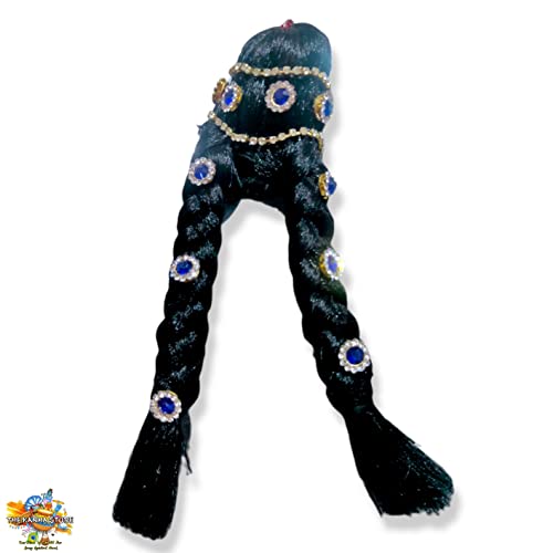 Image of Two Plaited Braid Hair Black Microfiber Wig -Radha Rani /Durga Maa Soft & Smooth 2 Choti | By The Kanha Store (7 INCH)